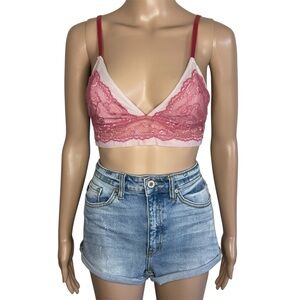 IJAK Pretty Pink Lace Casual Unpadded Bralette Bra